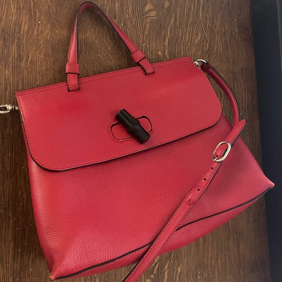 Gucci Bamboo Daily Top Handle Bag Leather Red - Picture 3 of 12